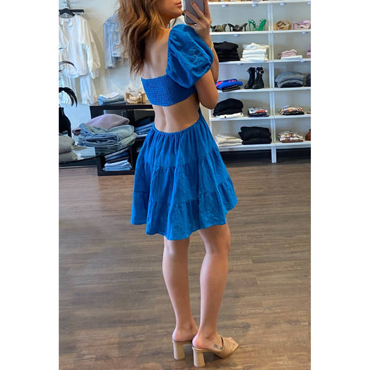 Puff Sleeve Cutout Mini Dress