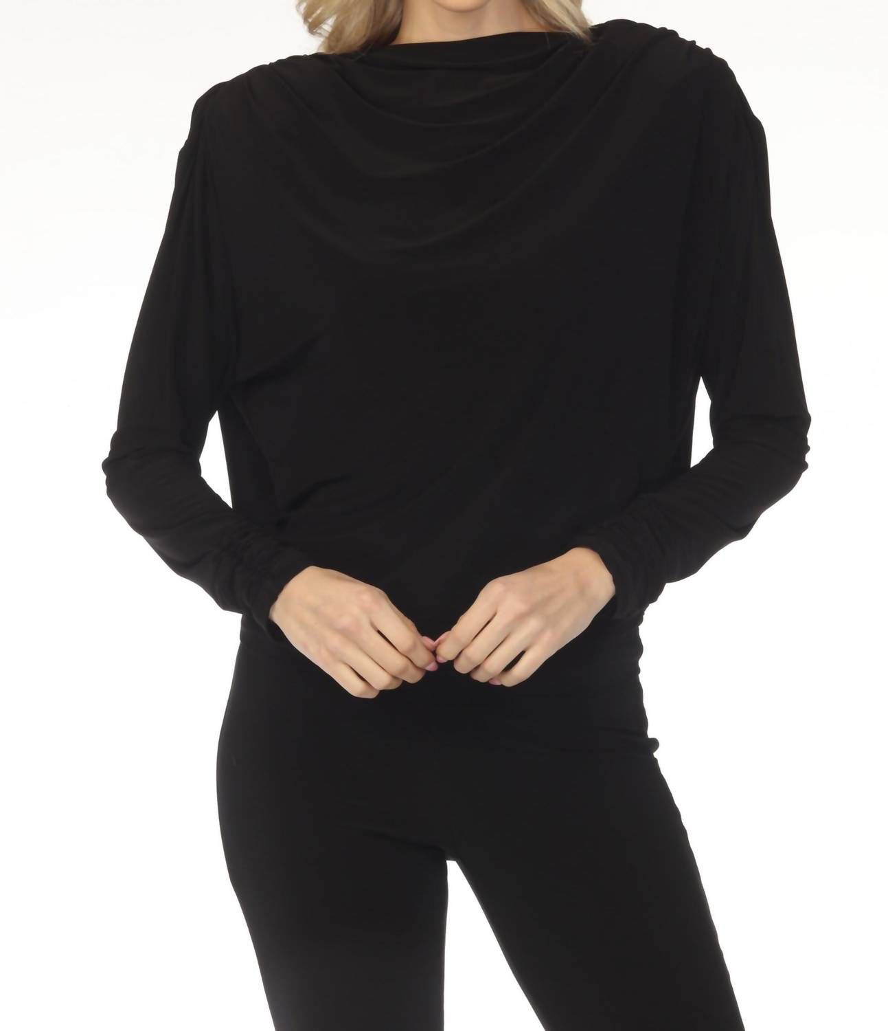 Joseph Ribkoff - High Neck Cowl Back Long Sleeve Top