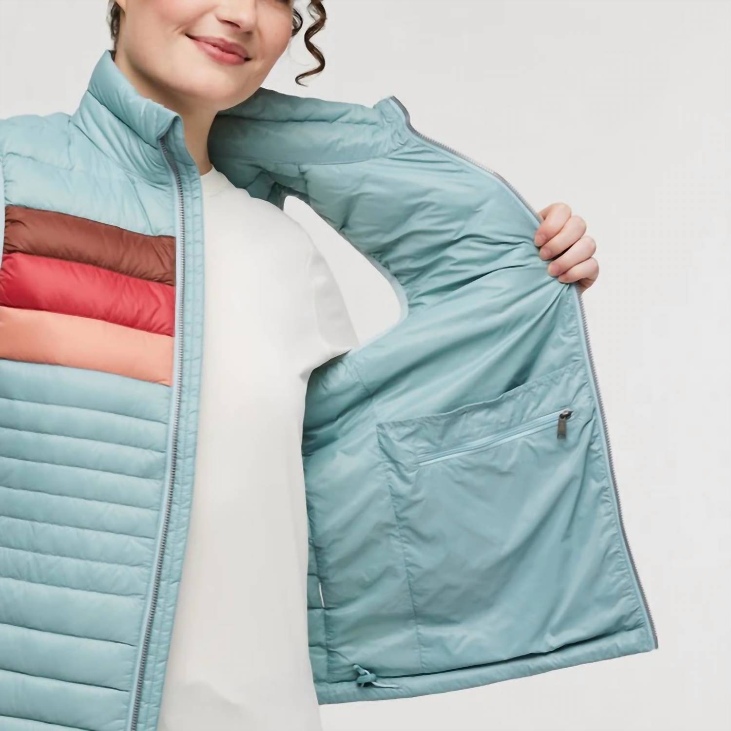 cotopaxi Women's Fuego Down Vest in sea spray stripes - women's jacket - view 4