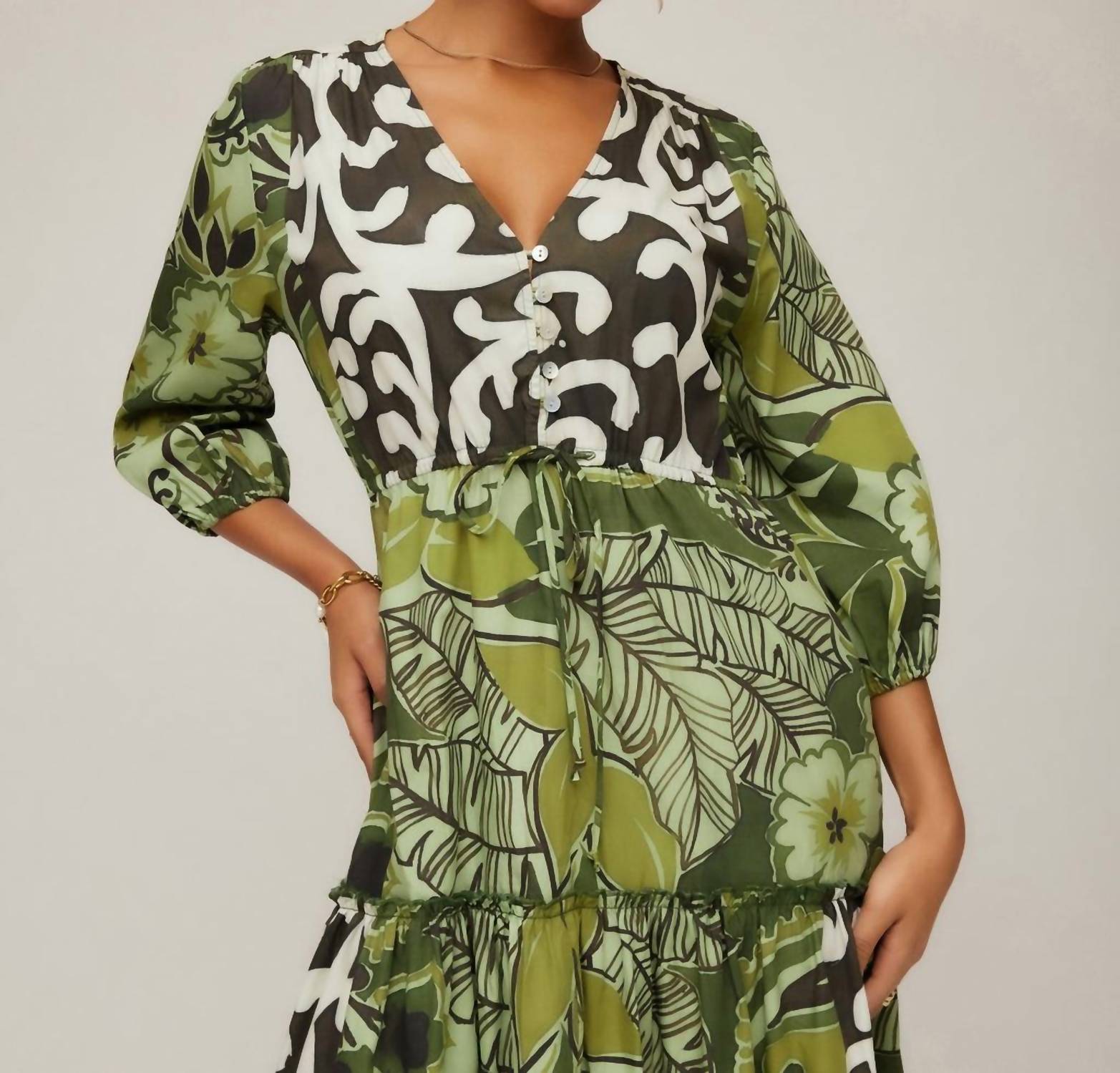 Fifteen Twenty - Nicki Tiered Ruffle Hem Midi Dress