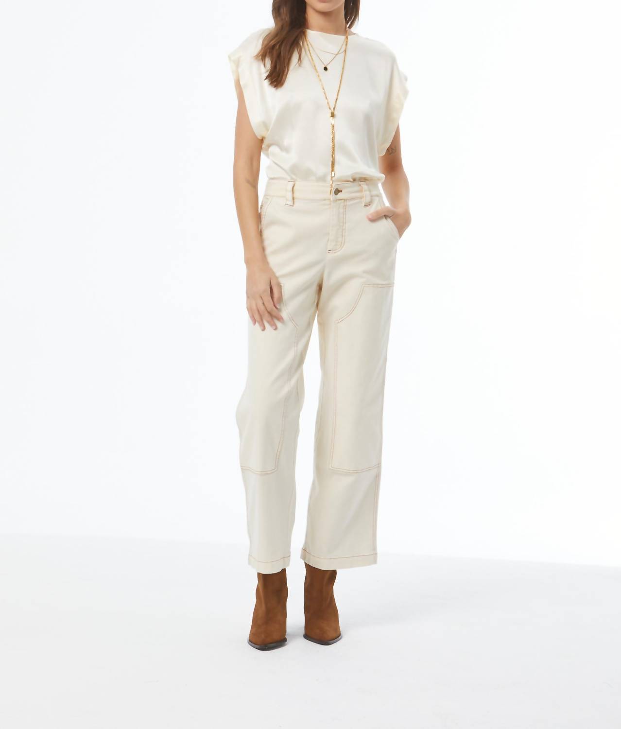 young fabulous & broke Workwear Pant in ivory - women's pants