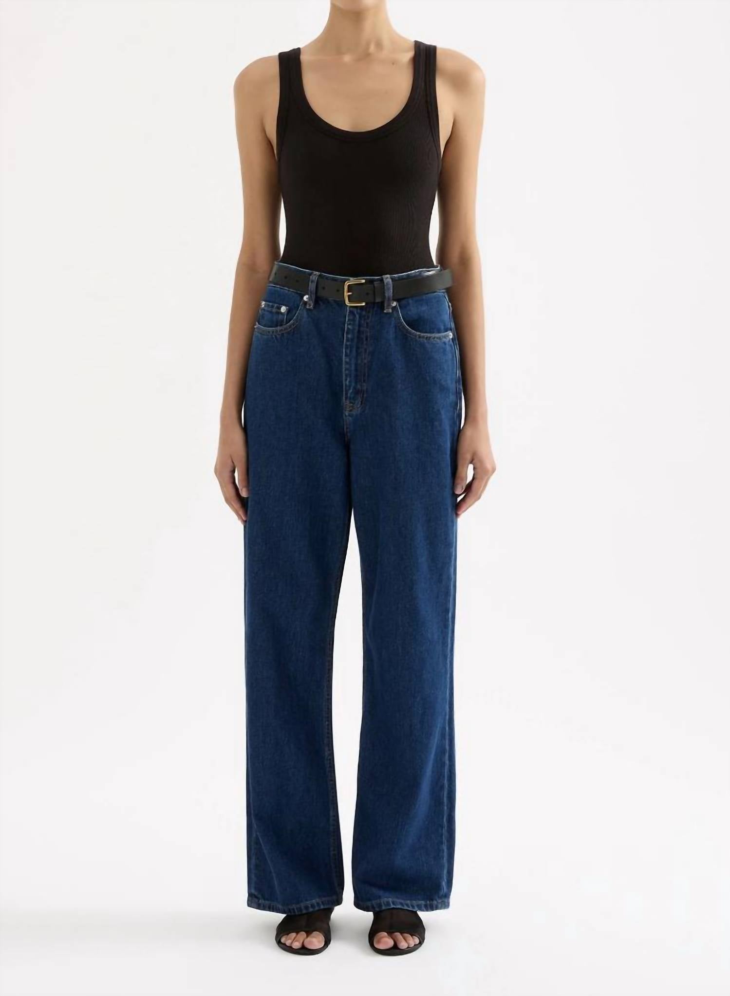 Nude Lucy Organic Relaxed Leg Jeans in force blue - women's jeans