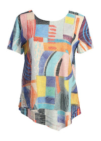 Jess & Jane Santiago Boucle Mesh Asymmetric Top in multi - women's blouse - alternate view