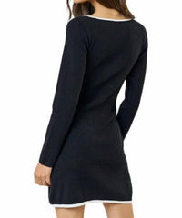 Lalavon - Contrast Detail Sweater Mini Dress