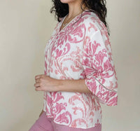 Charlie B - Printed Wide Elbow Sleeve V-neck Blouse