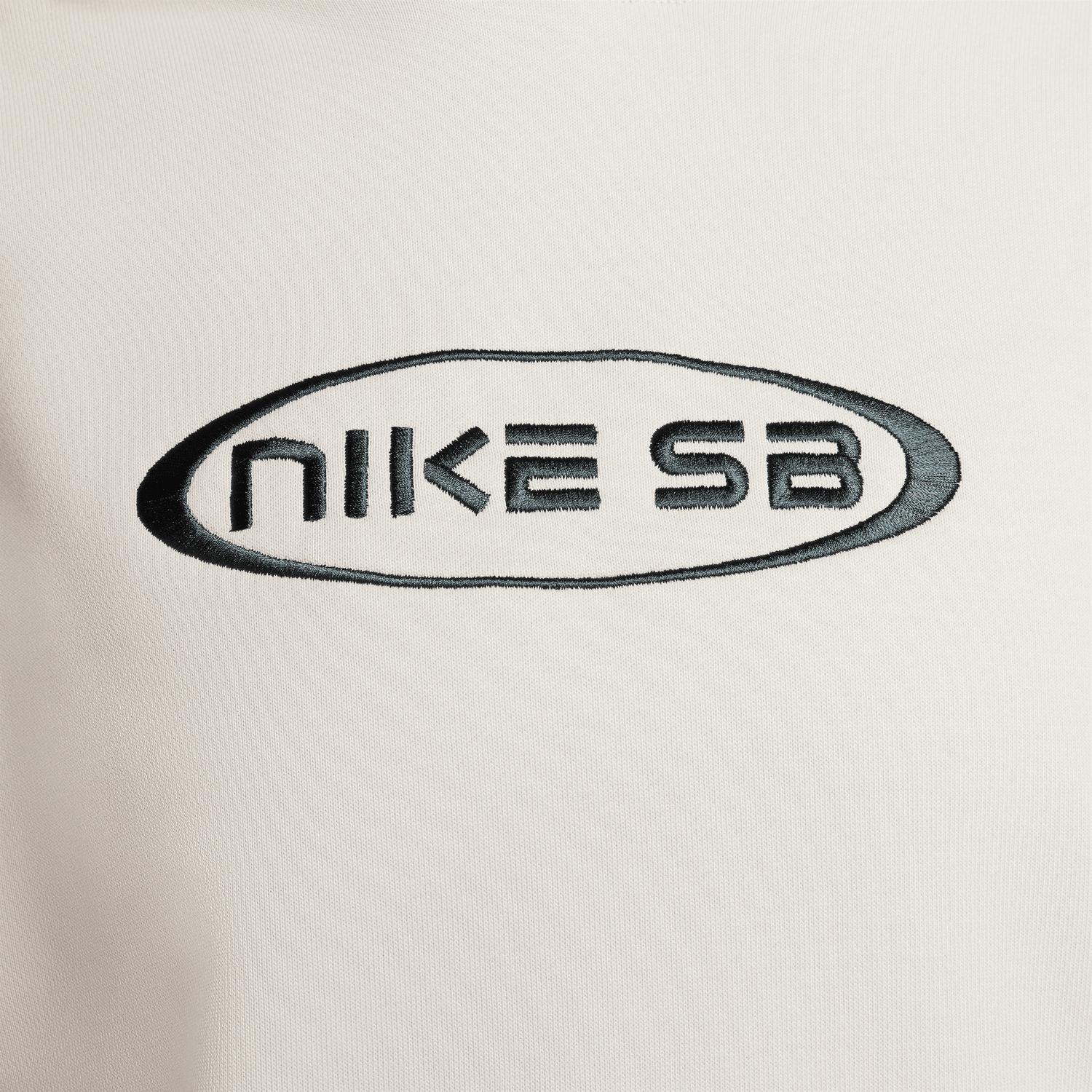 NIKE Sb Oval Logo Fleece Pullover Hoodie in light bone deep jungle - men's shirt - view 4