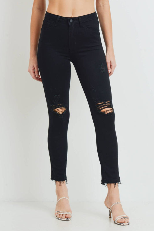 Just Black Denim - High Rise Destructed Skinny Jeans