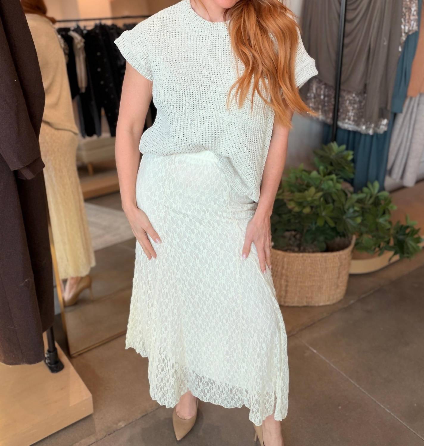 Sunday Edition Lace Maxi Skirt in cream - women's skirt - view 6