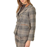 Mystree - Plaid Double Breasted Blazer