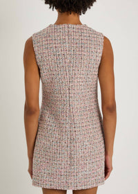 self-portrait Boucle Sleeveless Mini Dress in pink - women's dress - detail view