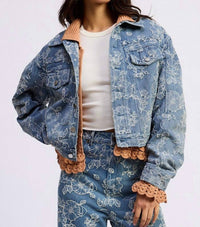 En Saison Opal Cropped Jacket in medium wash denim - women's jacket