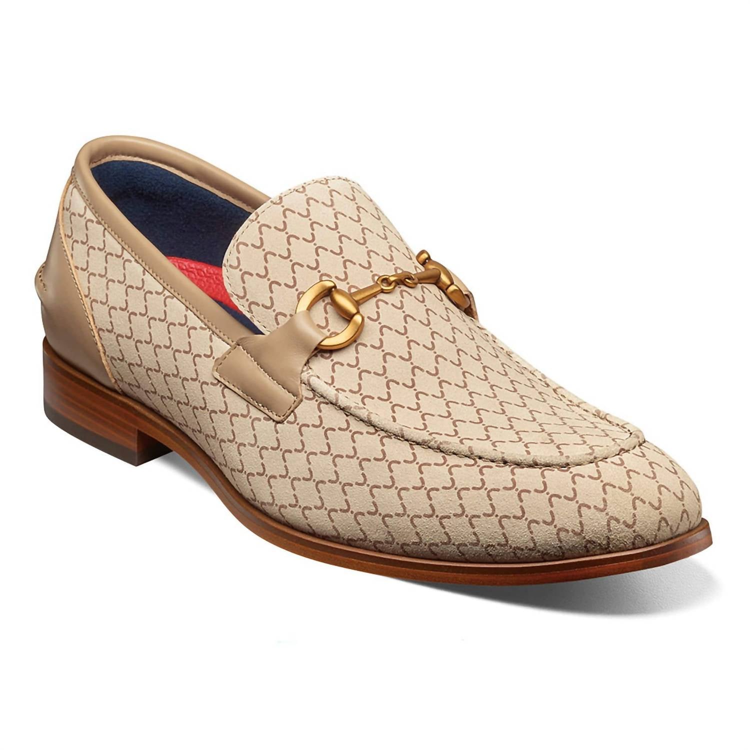 STACY ADAMS Men's Brinkley Moc Toe Bit Slip Ons in beige - men's shoe