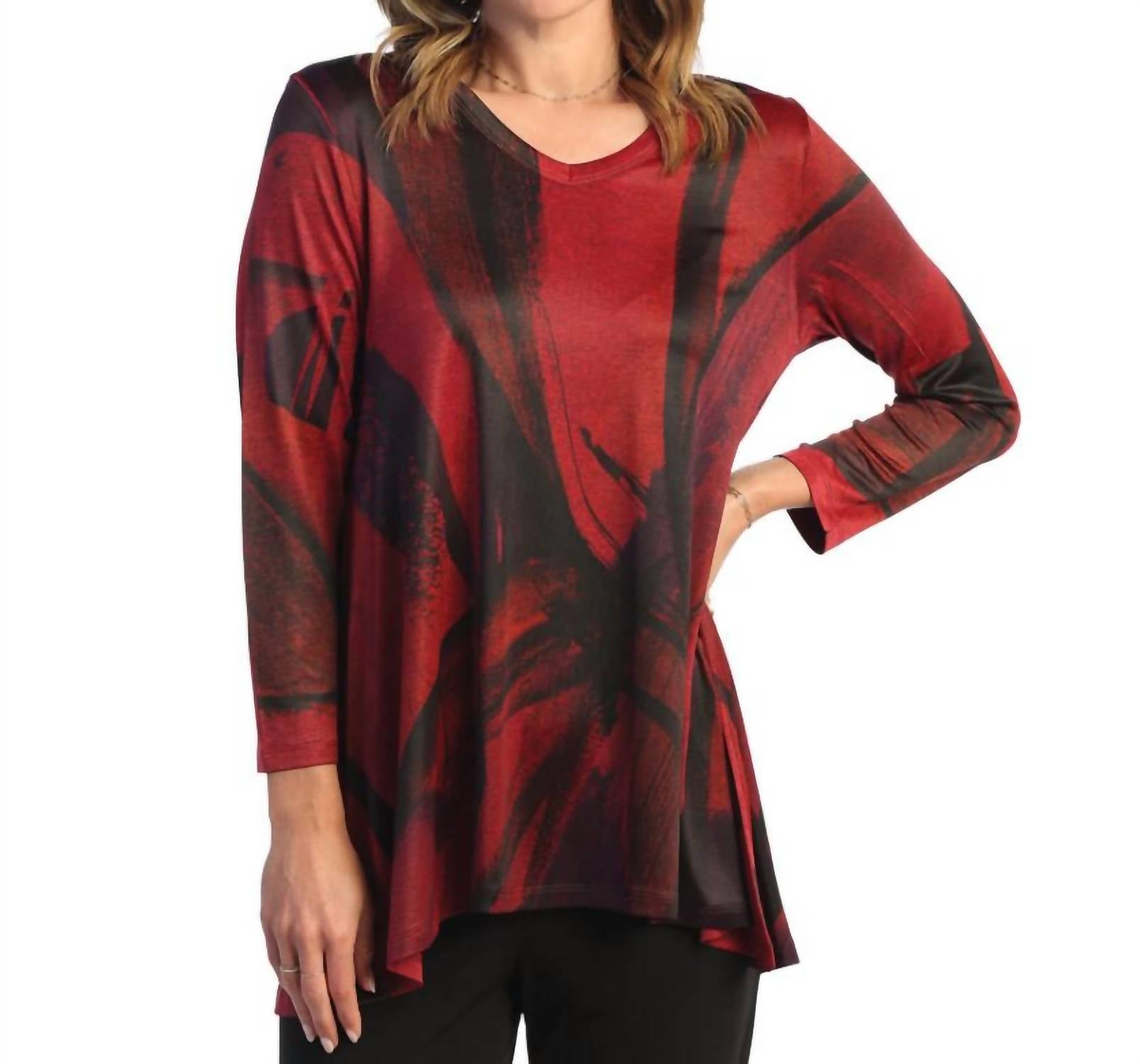 Jess & Jane - Vera Slinky V-Neck High Low Top