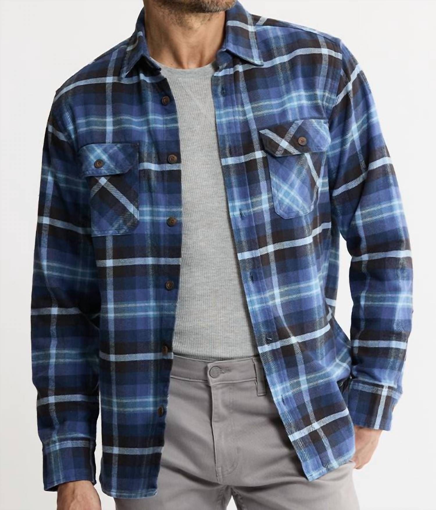 Jachs New York - Brawny Flannel Shirt & Thermal Long Sleeve Tee - 2-pack