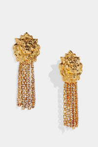 Nicole Romano - Women's Borgia Lion Head & Fringe Earring