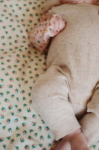 Konges Sløjd Girls' Mino Knit Spencer Jumpsuit in cream and white - kids' item - detail view