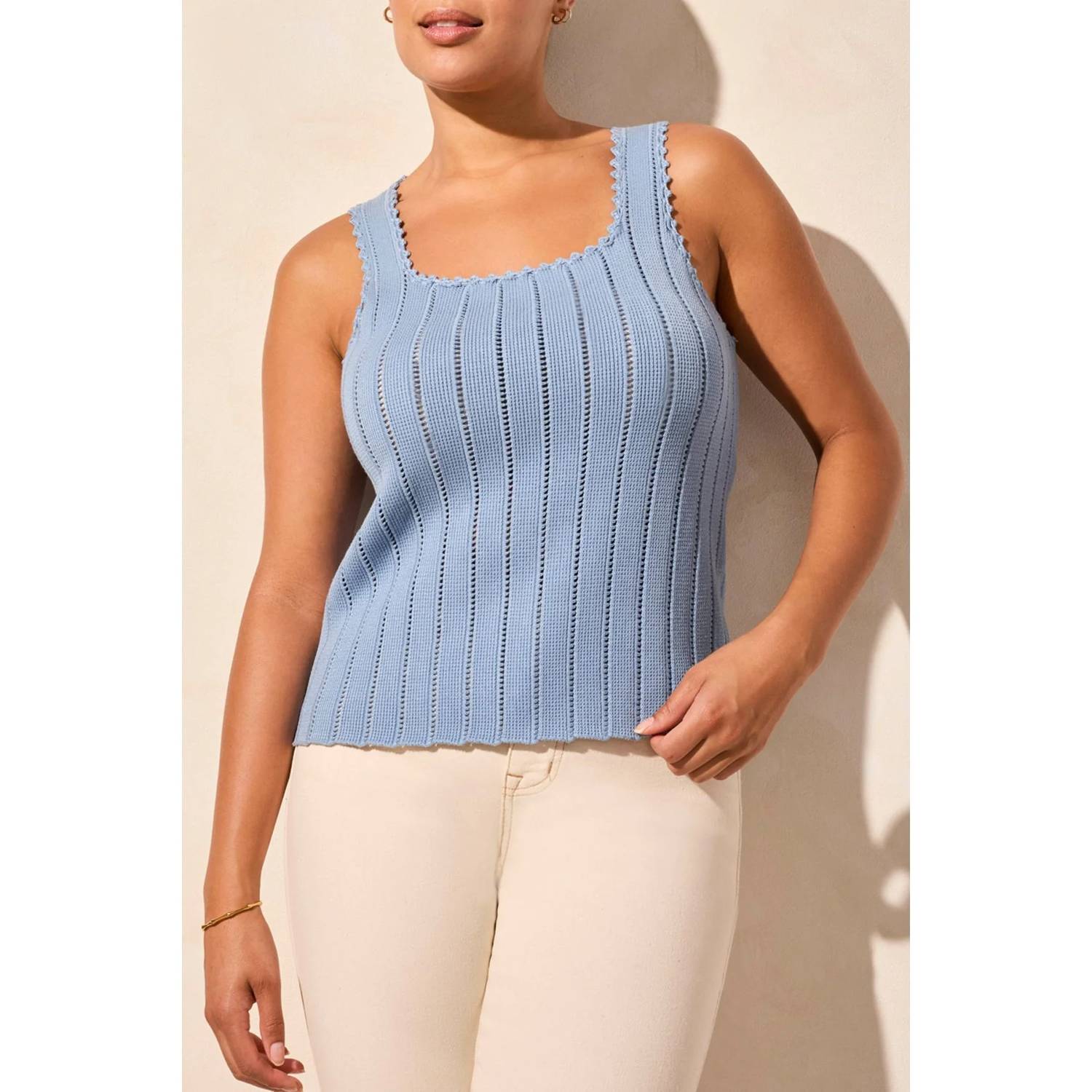 TRIBAL Knit Tank Top in scuba blue - women's tank top