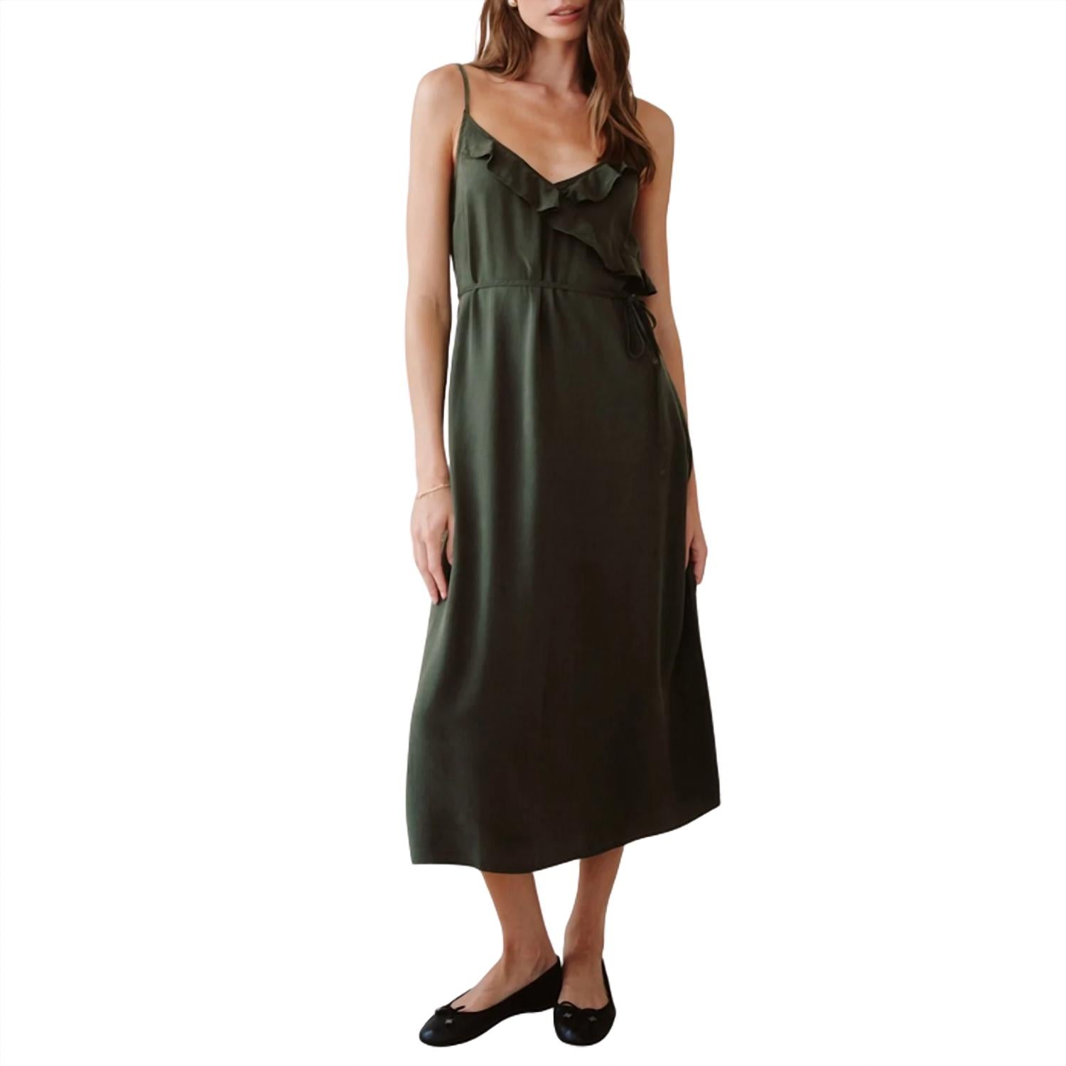 Bella Dahl Women's Ruffle Cami Midi Dress in forest army - women's dress