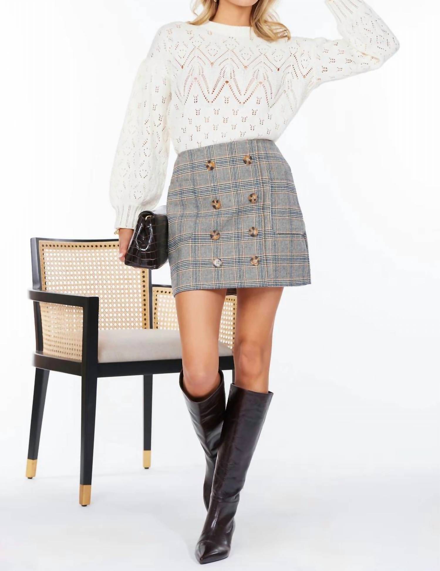 bishop + young Sloane Skirt in chelsea plaid - women's skirt - alternate view