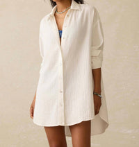 Faherty Women’s Dune Cotton Gauze Haze Shirtdress in white - women's dress