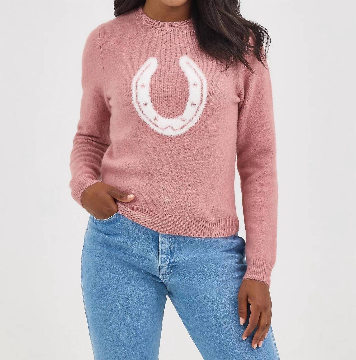 Wrangler Horseshoe Crewneck Sweater in pink - women's sweater