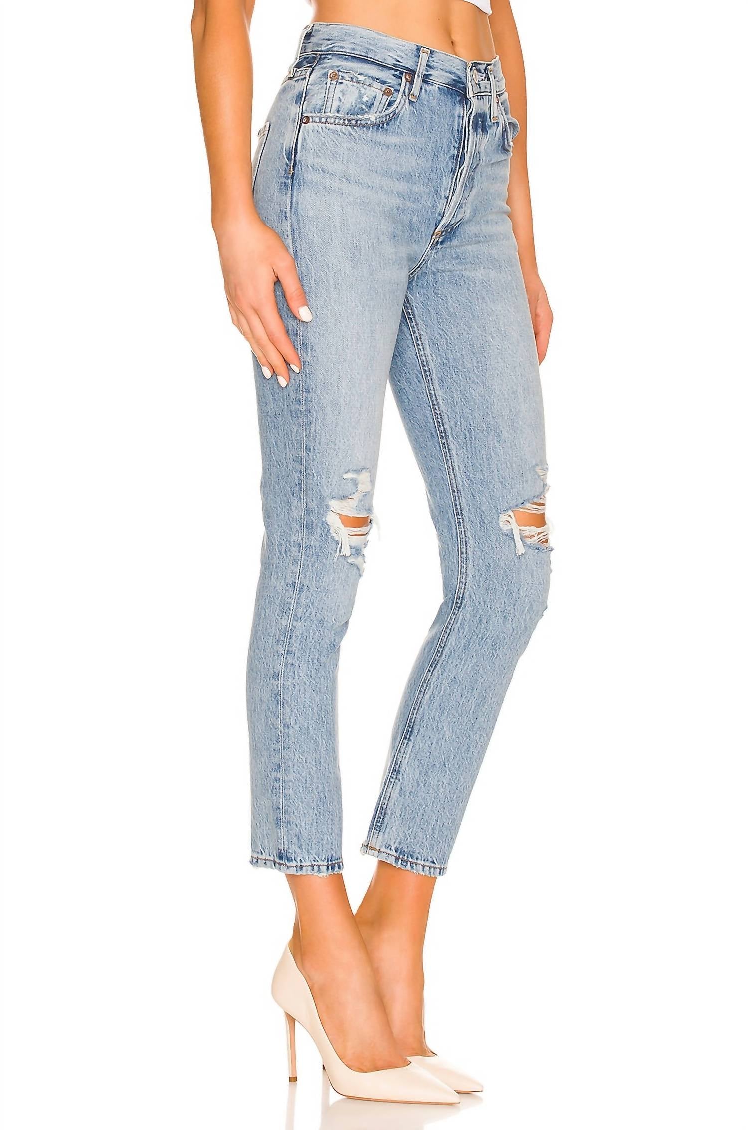 AGOLDE Women's Riley Crop Highrise Straight Jeans in blitz - women's jeans - alternate view