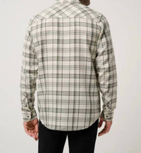 TravisMathew Cloud Flannel Plaid Shirt in birch - men's shirt - detail view