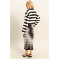 Hyfve - Striped Sweater Cardigan and Dress Set