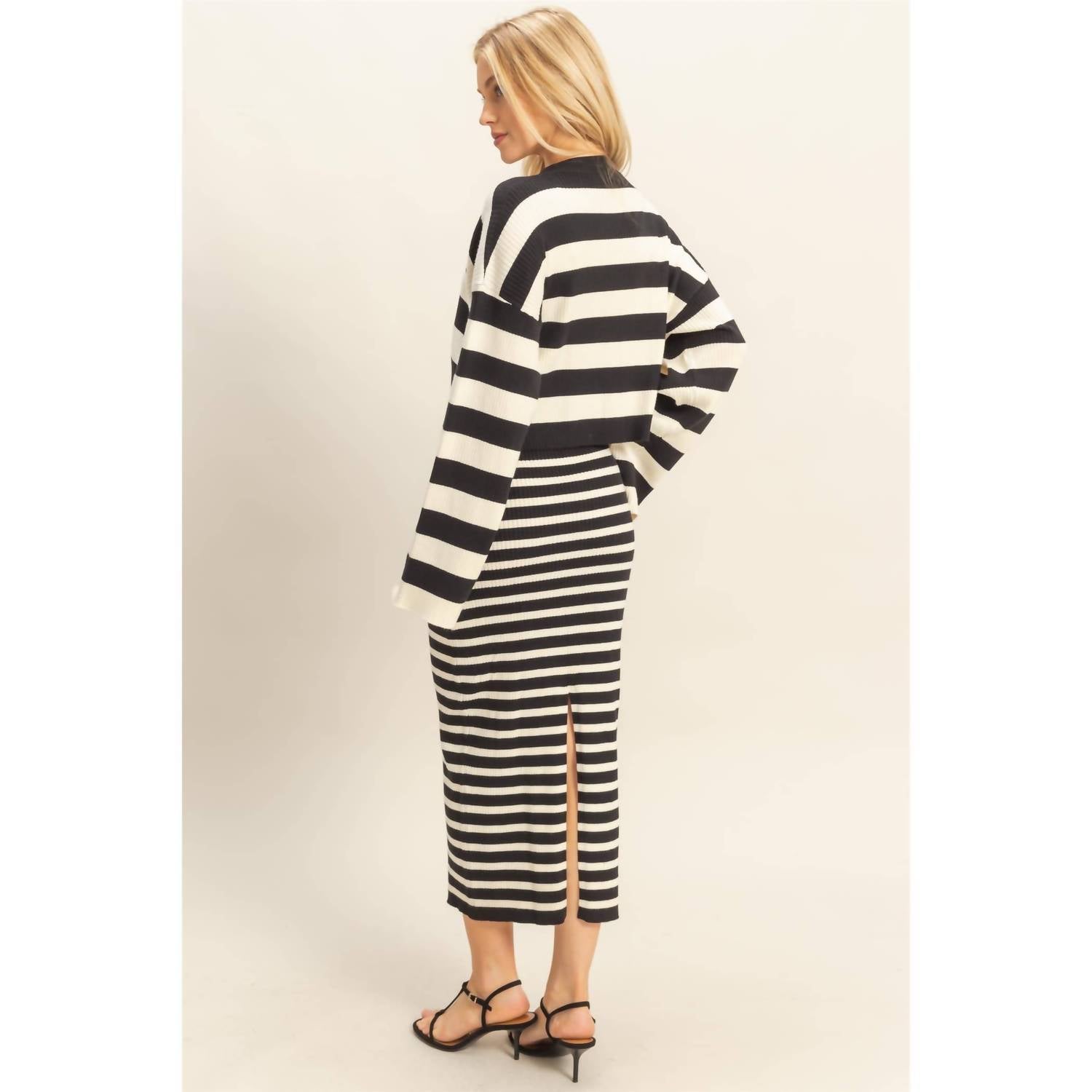 Hyfve - Striped Sweater Cardigan and Dress Set