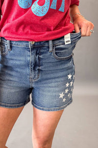 Judy Blue - High Waist Slim Shorts With Stars