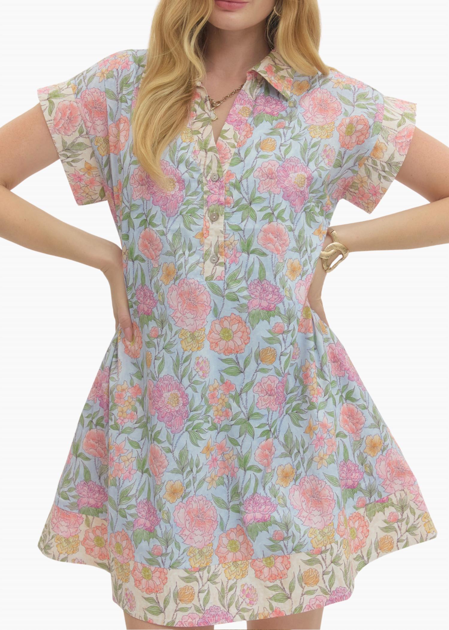 entro Valeria Mini Dress in light blue - women's dress - alternate view
