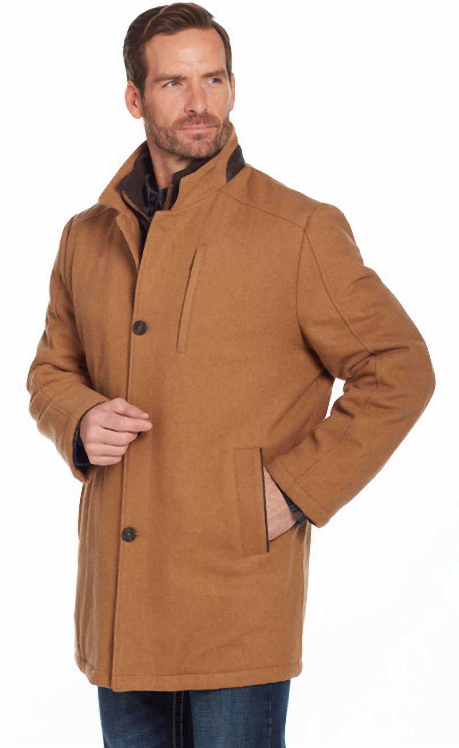 Cripple Creek - Men's Melton Zip And Button Front Coat