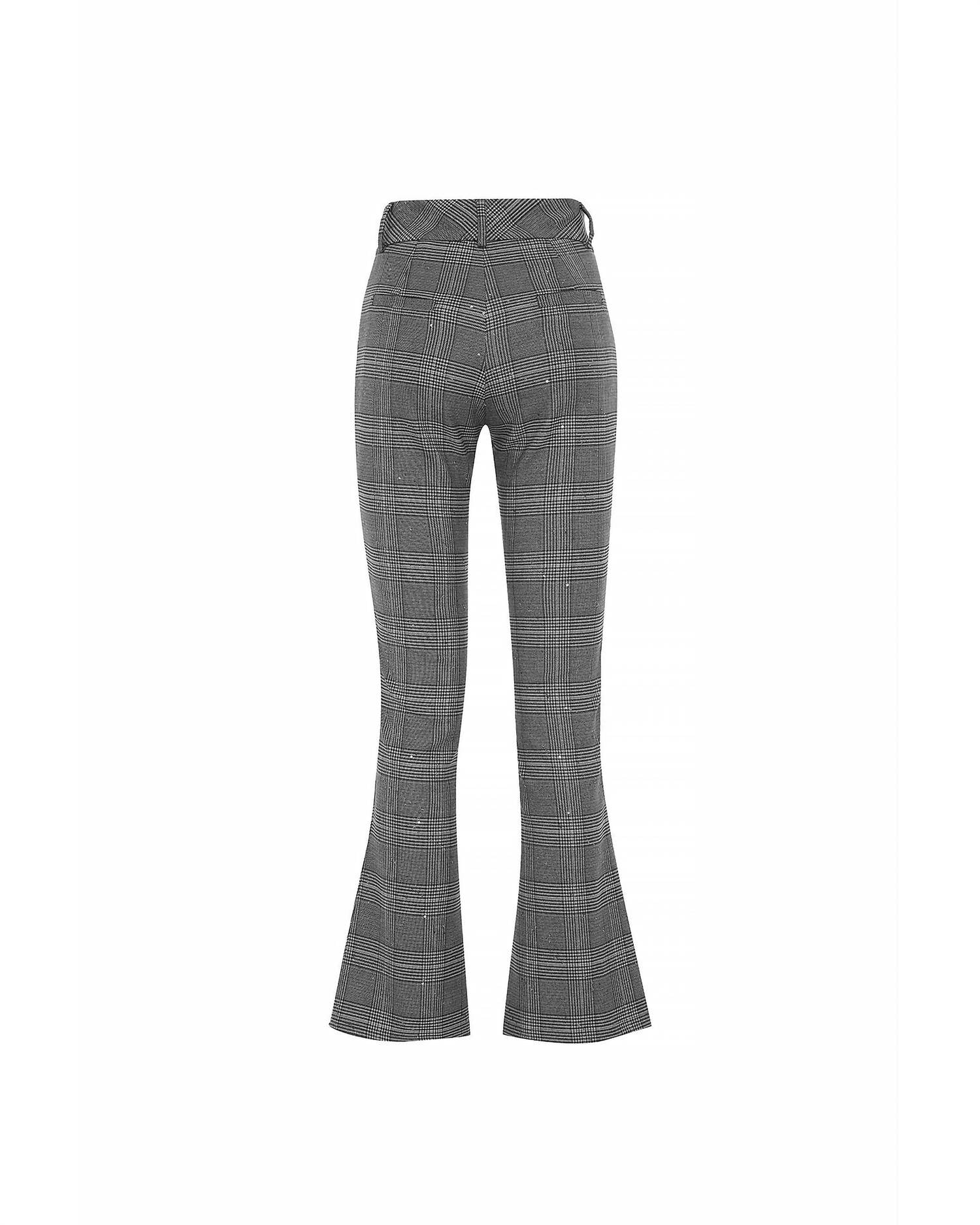 Theo The Label - Women's Eudora Cropped Bootcut Sequined Prince Of Wales Pant