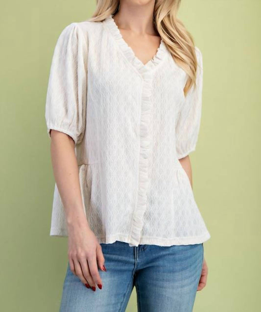 Gigio - Textured Puff Sleeve Blouse