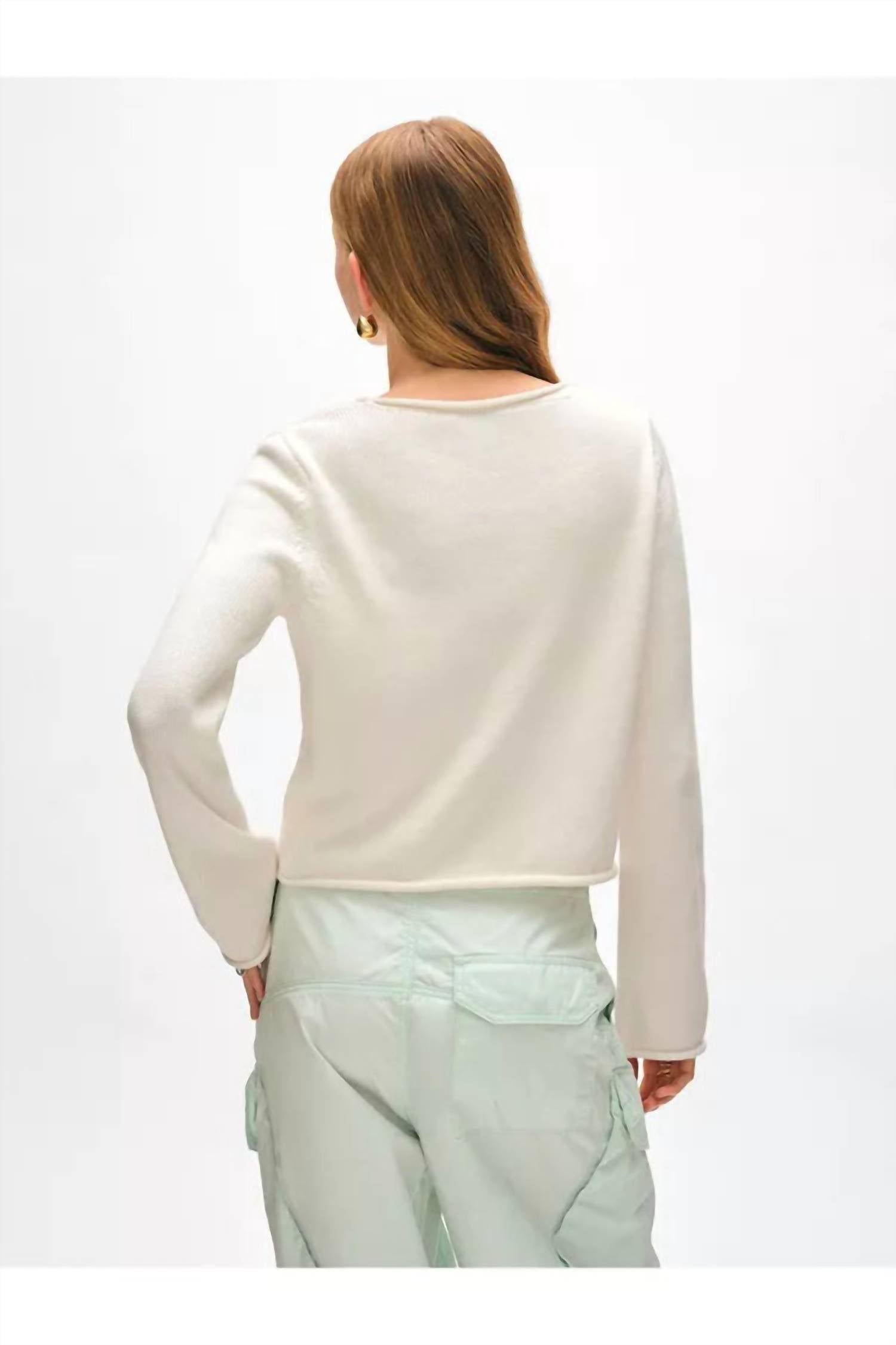 White + Warren - Organic Cotton Roll Trim Crewneck Top