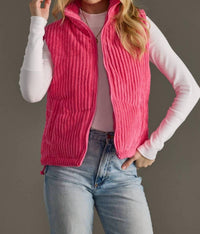 Panache - Corduroy Puffer Vest - Plus