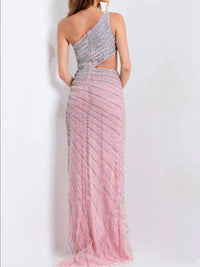 JOVANI Willow Long Formal Prom Dress in pink - women's dress - detail view