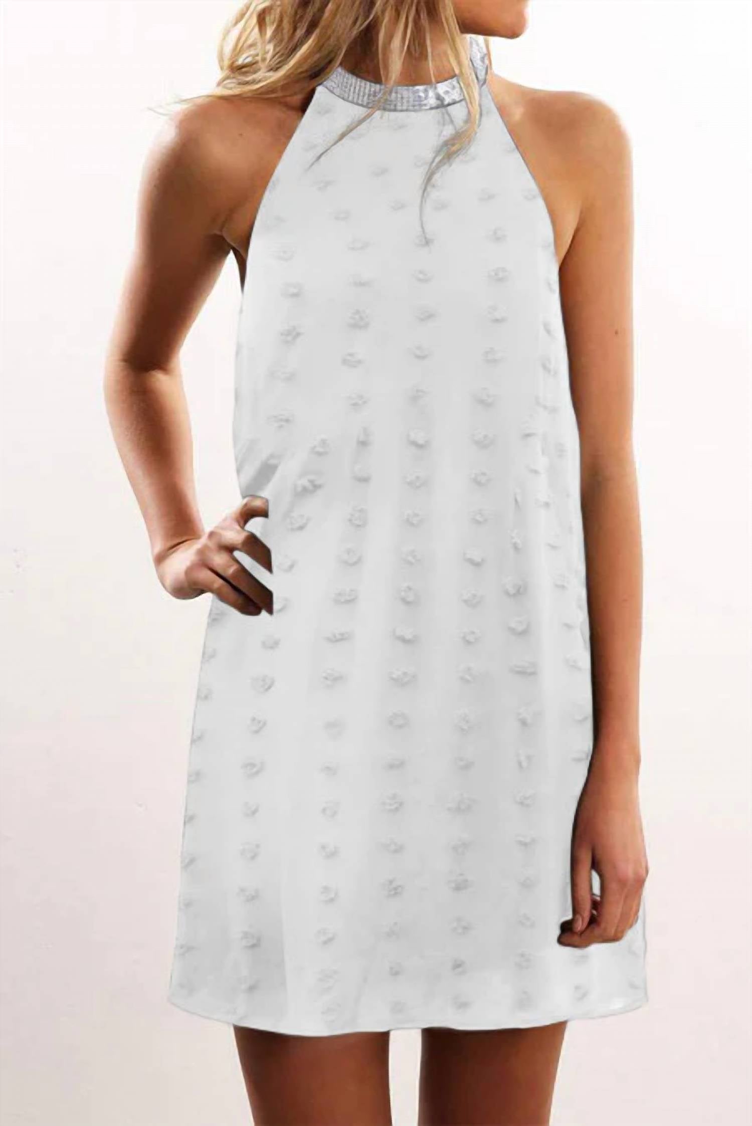 Dazzle Fashion - Textured Halter Neck Shift Dress