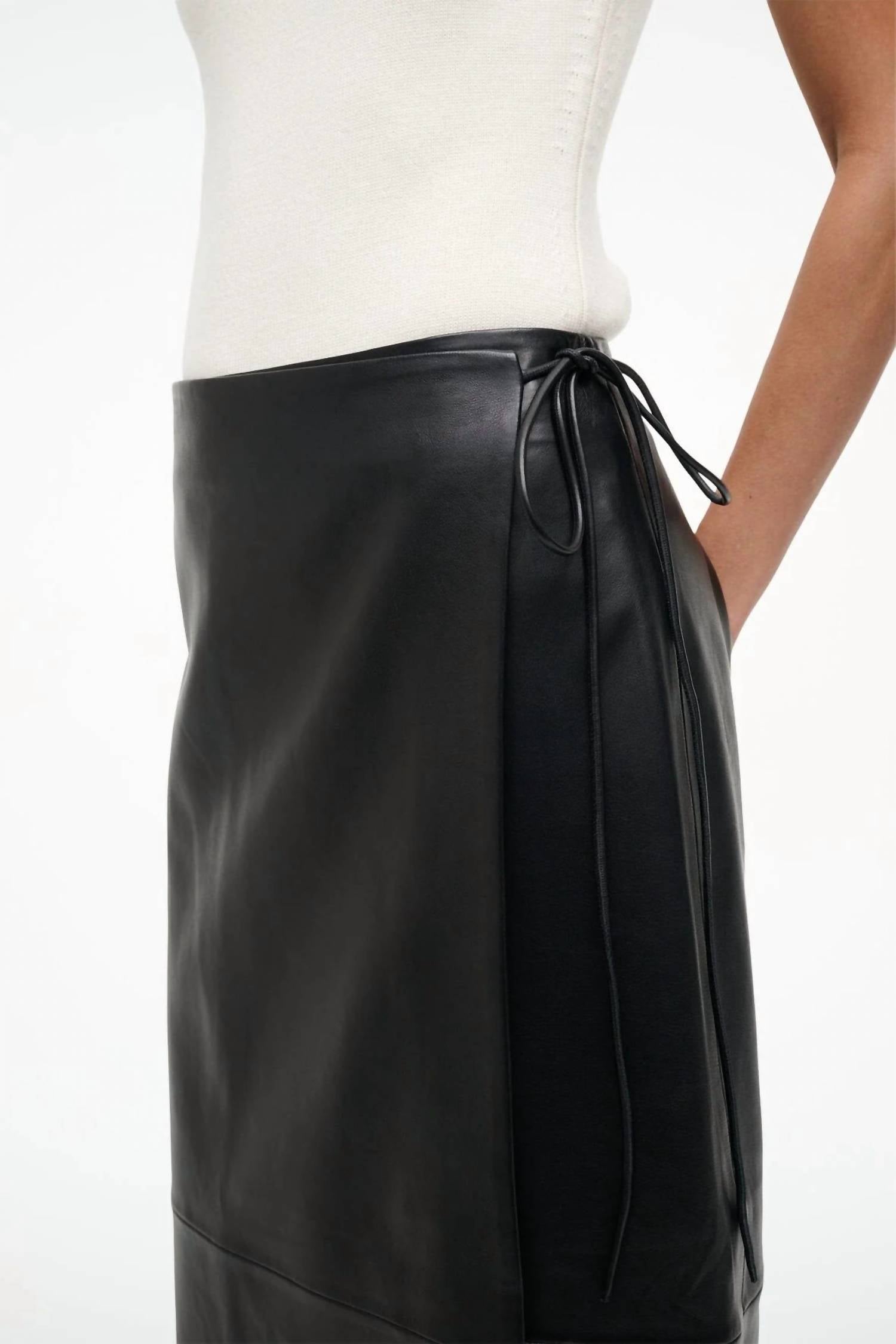 Staud - Roman Leather Wrap Skirt