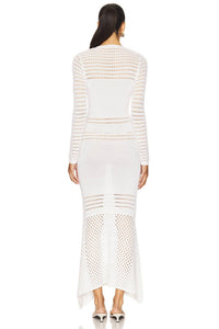 Matthew Bruch - Striped Mesh Handkerchief Midi Dress