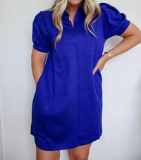 Jodifl - Women's Eloise Puff Sleeve Jersey Collar Dress