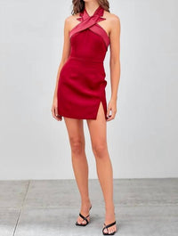 Dobe - Cross Neck Side Slit Dress