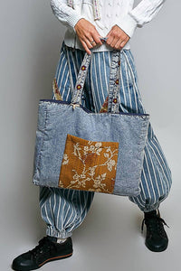 Pol - Patch Pocket Embroidered Woven Tote Bag