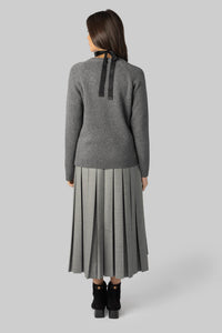 Plan C Long Sleeve Crewneck Sweater in pewter grey - women's sweater - alternate view