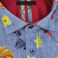 Eight X - Daisies On Indigo Button Down Shirt