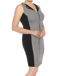 Joseph Ribkoff - Geometric Blocked Zip Front Sheath Dress