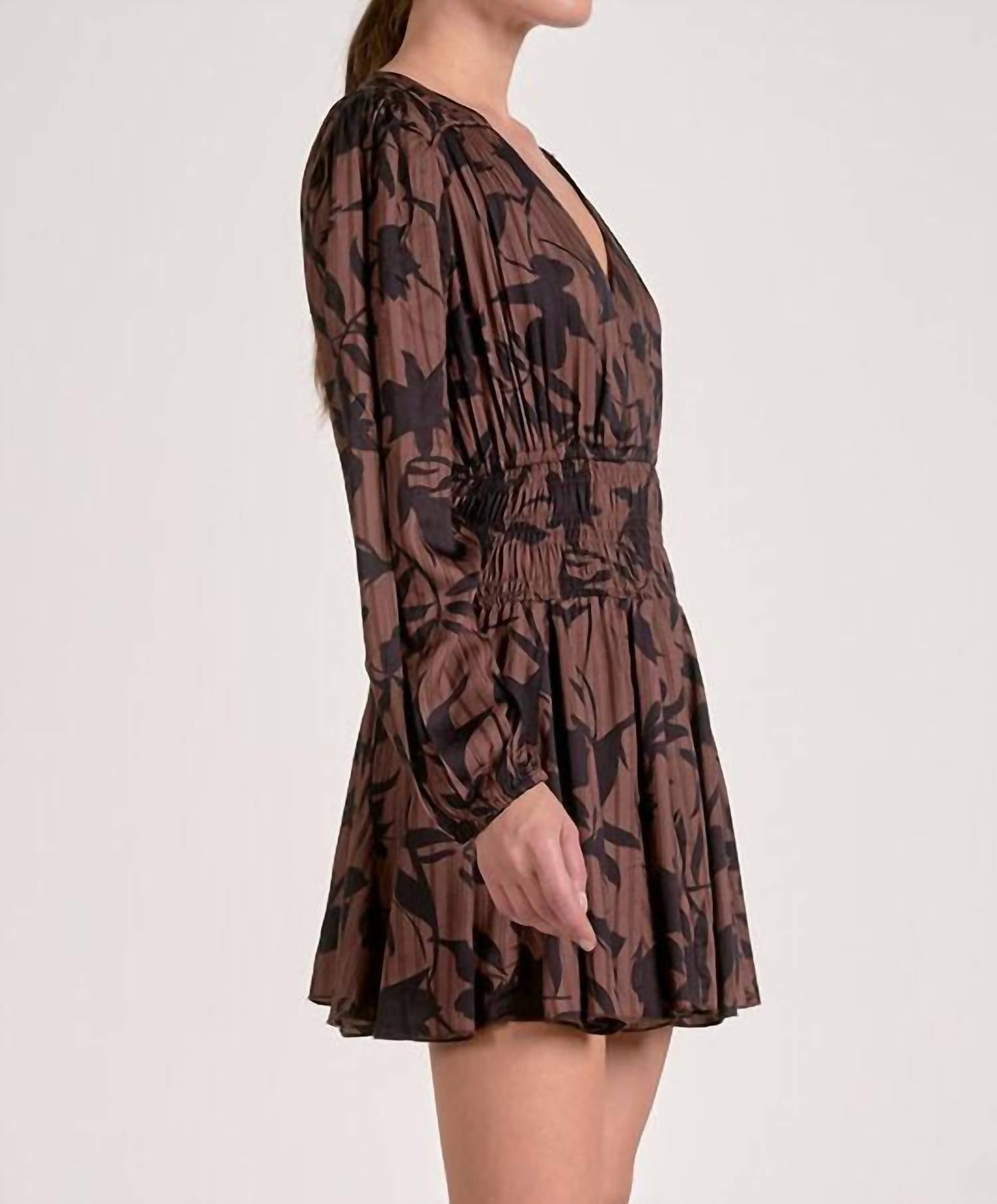 Elan - Long Sleeve V-neck Mini Dress