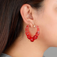 Gold & Honey - Women's Heart Bamboo Hoop Earrings