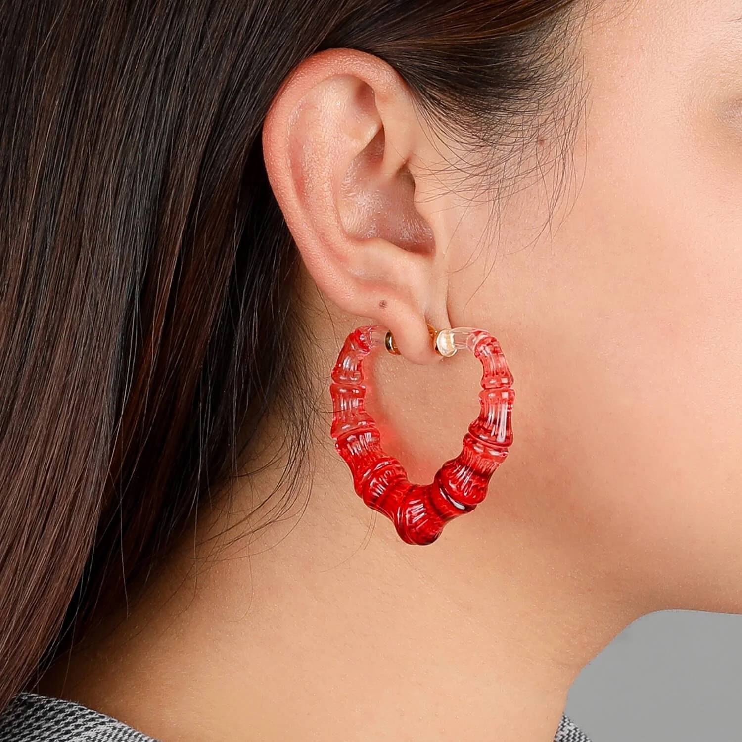 Gold & Honey - Women's Heart Bamboo Hoop Earrings