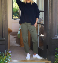 Frank & Eileen Wicklow Chino Cropped Pants in army - women's pants - alternate view